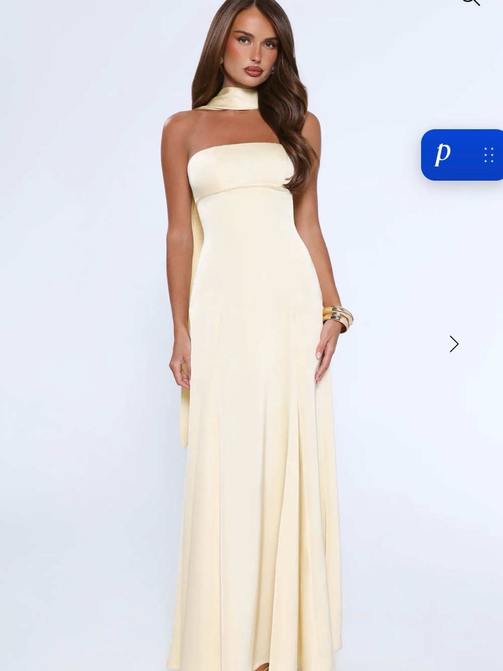 Hello Molly Cream Strapless Gown with Attached Neck Sash